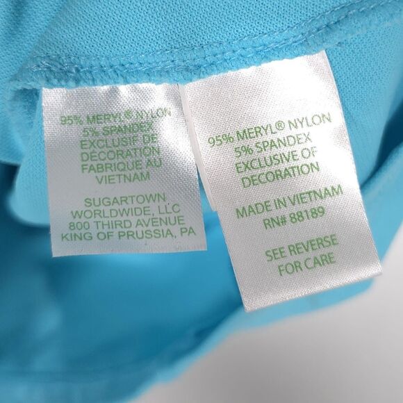 Lilly Pulitzer SMALL Top UPF 50+ Luxletic Martina Polo Blue Sleeveless Ruffle - Picture 11 of 11